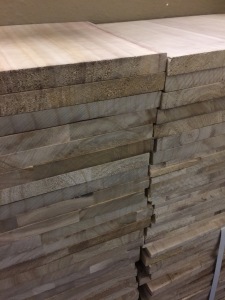 A stack of boards at the Kuk Sool Won of Dublin, California dojang all ready for Testing Day