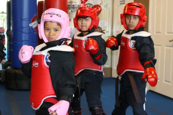 Young students in sparring gear at Kuk Sool Won of Dublin, California